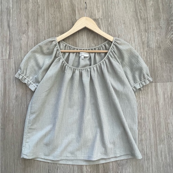 Madewell Tops - Madewell Sage Green Peasant Short-Sleeve Top Small